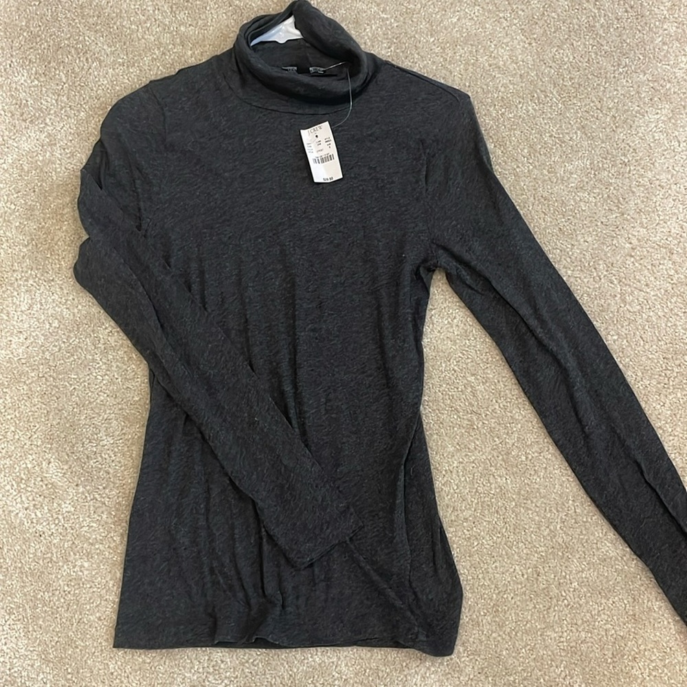 Jcrew factory lightweight dark heather tissue turtleneck NWT